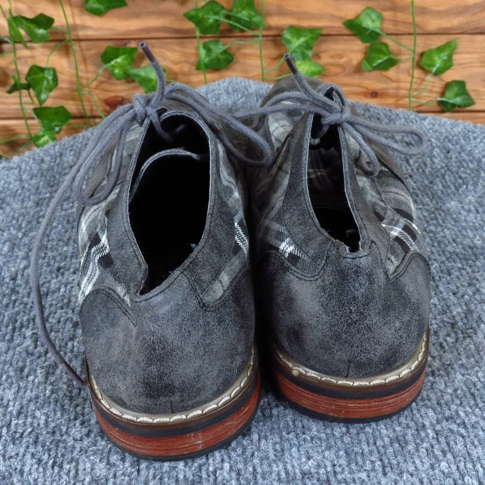 Parrazo‎ Titan Men's Gray Wingtip Lace-Up Shoes Size 8.5 Medium Plaid
